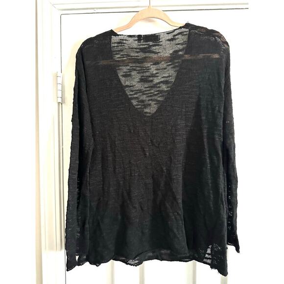 525 AMERICA Black Slub Yarn Knit V-Neck Pullover Sweater Witchy Whimsigoth M - Picture 3 of 5